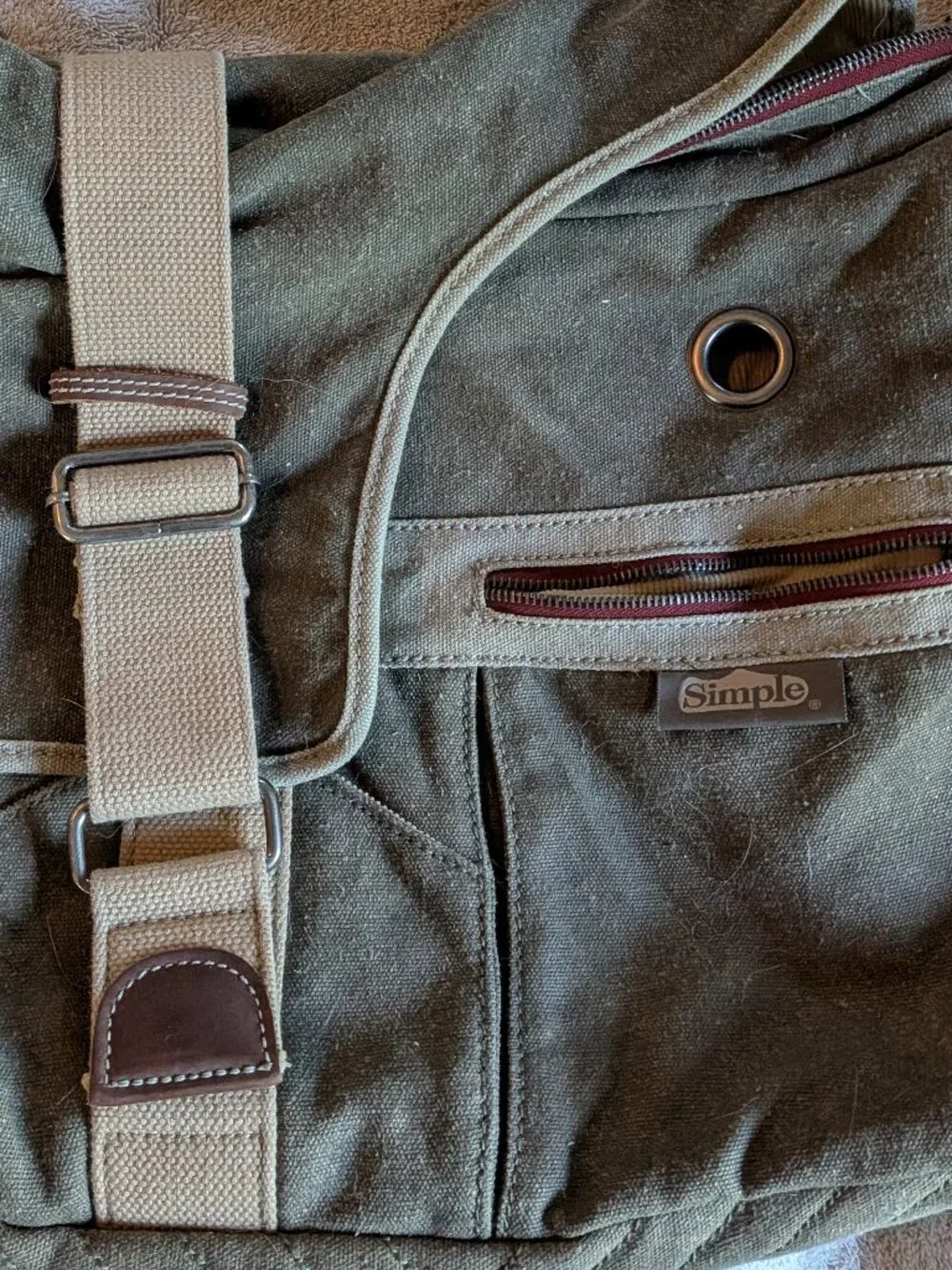 Simple Shoe Company Vintage Crossbody Messenger Bag Canvas Hemp Jute